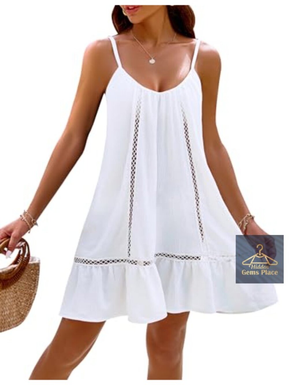 Blooming Jelly Women Bathing Suit Cover Up Spaghetti Strap Beach Dress Swim